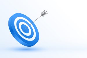 3d business target dartboard for corporate goal achievement